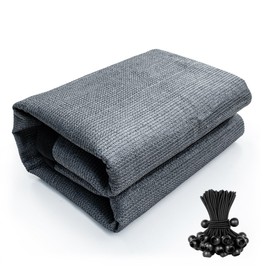 Shatex 90% Sun Shades for Patios 10x 10 ft Shade Fabric Sun Shade Cloth Taped Edge with Grommets Sun-Block Mesh Shade for Pergola Cover Canopy Grey, 12 Bungee Balls