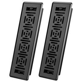2x14 Floor Register Vent, 2 Pack Heavy Duty Walkable Steel Floor Vent, Adjustable Decor Grates for Home Floor Sidewall Office or Ceiling Vent, Decorative Vent Covers, Black