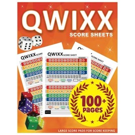 Qwixx Score Pads: Large Print Score Sheets with Size 8.5 x 11 Inches for Scorekeeping, Score Book with 100+ Pages