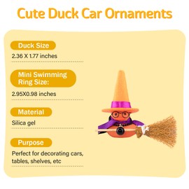 wonuu Car Rubber Duck Decoration,Car Ornaments Duck Car Dashboard Decorations Accessories with Magic Hat Broom Necklace and Sunglasses,Orange