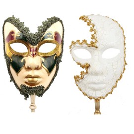 HDCRYSTALGIFTS Pair of Venetian Cosplay Masks with Rod Venetian Musical Carnival Mardi Gras Masquerade Ball Party Costume Decoration