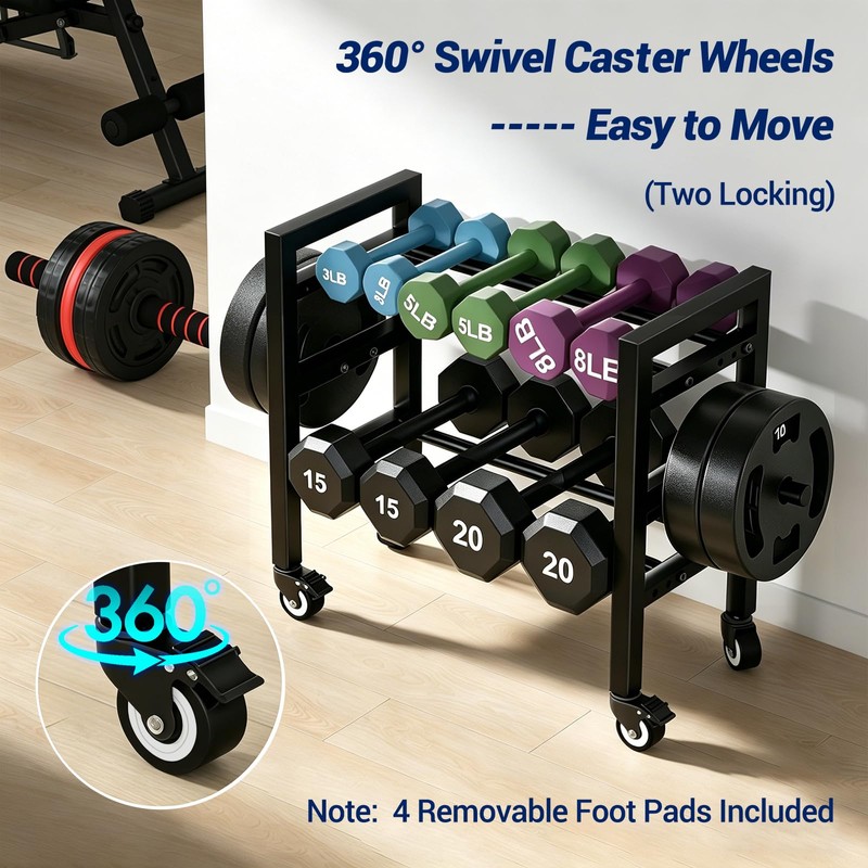 2-Tier Dumbbell Rack Small Weight Rack For Home Gym 350LB