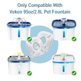 Be suitable for Veken Cat Water Fountain Filters - Replacement Filters and Sponges for Clean & Fresh Water - Compatible with Veken Pet Fountain (14 Filters + 14 Sponges)