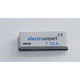 electrosmart Pack of 10 10A T10A 20mm x 5mm Glass Fuses 250v Slow Blow/Time Delay/Lag