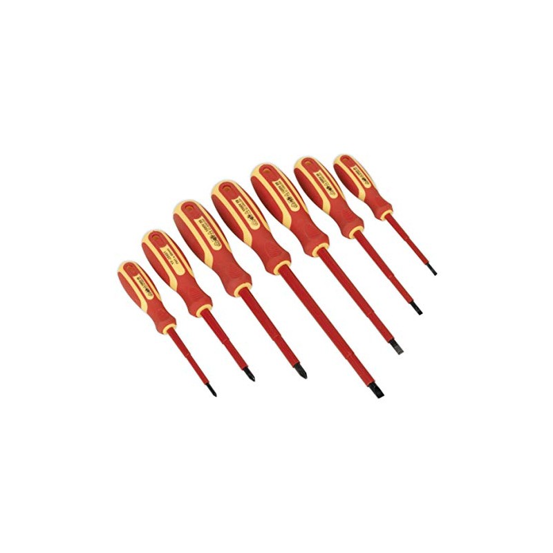 Sealey S0756 Electrician's VDE/TUV/GS Approved Screwdriver Set, Red, 7 Pieces
