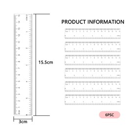 Set of 6 rulers, ruler, 15 cm rulers, coloured primary school, plastic, rulers, plastic day indicators, transparent scale, small flat ruler, soft, ruler set pocket, plastic ruler, small ruler, magic
