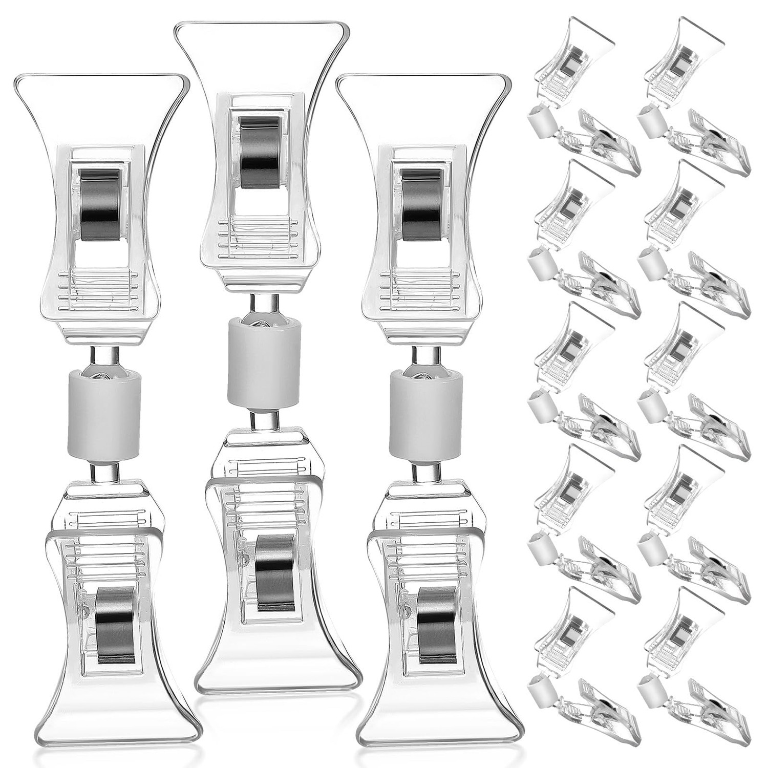 TOPPERFUN 20Pcs Double Sided Sign Clip, Transparent Rotatable Label ...