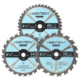 KEENTECH 6-1/2 Inch Circular Saw Blade 18 24 40T, 3Pcs, 5/8" Arbor, ATB Carbide Teeth, Crosscutting fine Finish Replacement Saw Blade Fit for DEWALT DCS391B DCS565B DWA161224 DWA161240 Diablo D0624X