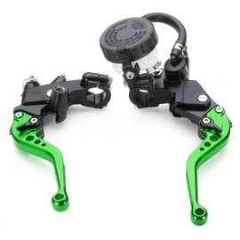 MASO 7/8" 22mm Motorcycle Brake and Clutch Levers, 1 Pair Universal Brake Clutch Master Cylinder Reservoir Levers for Honda Suzuki Kawasaki Yamaha (Green)
