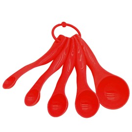 Set of 5 Measuring Spoons in Red Measuring Cups Plastic Dosing Spoon Cooking Baking Dosing Aid