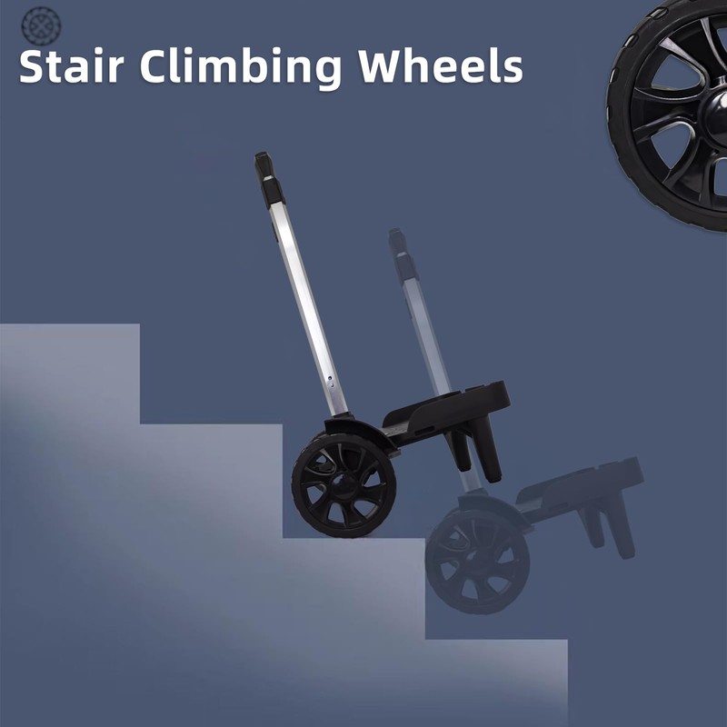 Folding Backpack Trolley with Large Solid Tank Wheels, Aluminum Alloy