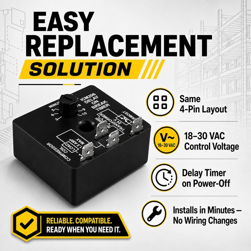 206B Delay-on-Break Timer|3-10 Min Adjustable Anti-Short Cycle Protection