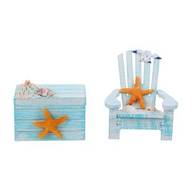 LIFKOME 2pcs Beach Chair Set Mediterranean Decor Wooden Dollhouse Sea Decor Bathroom Ornament Mini Beach Chairs Nautical Tabletop Decor Mini Wooden Box Ornament Nautical Chair Model Bamboo