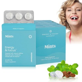 Energy Mints with Natural Caffeine & B-Vitamins – Sugar-Free, Gluten-Free, Vegan – Refreshing Mint Flavor (54 Pieces)-M1
