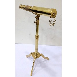 Vintage Brass Telescope On Tripod Stand Antique Desktop Telescope For Home Decor & Table Accessory Nautical Spyglass Telescope For Navy And Outdoor Adventures. Antique Sailor Boat Nautical Telescopes