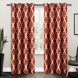 Exclusive Home Curtains Ironwork Sateen Woven Blackout Grommet Top Curtain Panel Pair, 52x96, Mecca Orange, 2 Count