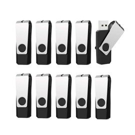 USB Stick 16GB, 10 Stück RAOYI USB Stick 16GB 2.0, Speicherstick 16GB USB Flash Laufwerk mit Metalldeckel 360° drehbar für Laptop/PC/TV/Autoradio, Schwarz 10er Pack