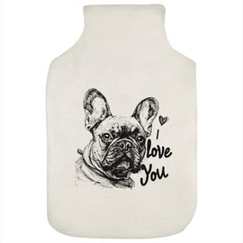 'I Love You with French Bulldog' Hot Water Bottle Cover (HW00034115)