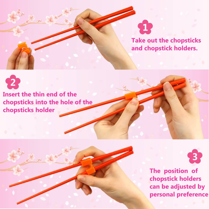 Fejapa 5 Pairs Reusable Chopstick Helpers Training Chop sticks Adult