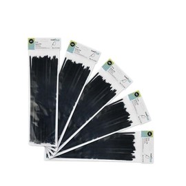 Beutel mit 100 schwarzen Kabelbindern, 4,8 x 200 mm, 100% Nylon 66, robust und langlebig, ideal zum Binden, Organisieren und Befestigen von Gegenständen.