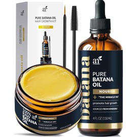 Batana Oil for Hair Growth – 4Pc Set: Raw Batana oil 4oz + 4.2oz Paste, Lash Wand & Brow Brush– Organic Dr. Sebi Inspired Products from Honduras –100% Unrefined Miracle for Scalp, Edges & Eyebrows