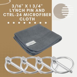 Ctrl-24 Stainless Steel Linch Pin Set 3/16 x 1-3/4 Inch (4 Pack) with Bonus Microfiber Cloth - Rust-Resistant Fasteners for Farm, Lawn & Garden Equipment, Trailers