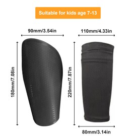 Jetisva Football Shin Pads Boys Lightweight Kids Shin Pads Sleeve High Elastic with Non-Slip Insert Pocket Football Shin Guards No Straps for Youth Junior Girls Age 7 8 9 10 11 12 13 (140-160cm)