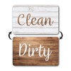 Dark Brown & White Wood Clean Dirty Magnet for Dishwasher,