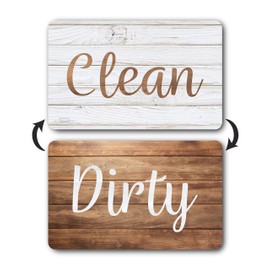 Dark Brown & White Wood Clean Dirty Magnet for Dishwasher, Reversible Dishwasher Magnet Clean Dirty Sign, Magnetic Dish Washer Sign Indicator, Farmhouse Kitchen Decor, Rustic White & Dark Brown Wood