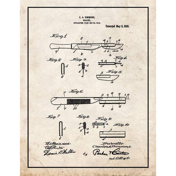 Scalpel Patent Print Old Look with Border (8.5" x 11")
