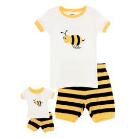 Leveret Shorts Matching Doll & Girl Bumble Bee 2 Piece Pajama Set 100% Cotton Size 3 Years