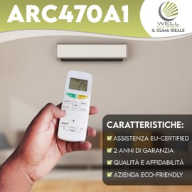 Wellclima Remote Control ARC470A1 for Air Conditioning Compatible with Daikin and Siesta Series ARC470** (A1, A2, A3, A4?.. A21) with ARC455A1, ARC469A5 | for Air Conditioning, Heat Pump, Inverter