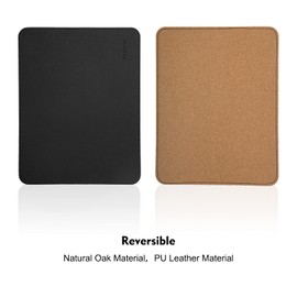 Alfombrilla de ratón de piel, alfombrilla de ratón de madera, doble cara, bordes cosidos, almohadillas impermeables para ordenador portátil, oficina y hogar, 1 paquete, 20,3 cm, EAGZFFI, color negro