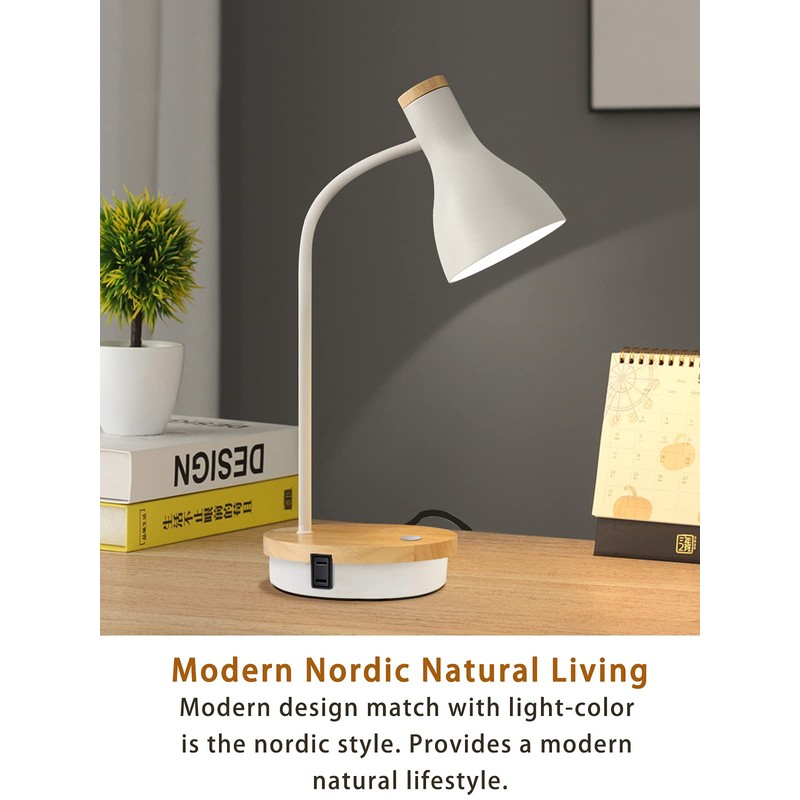 Metal Desk Lamp With Wireless Charging, Touch Reading Light, 3