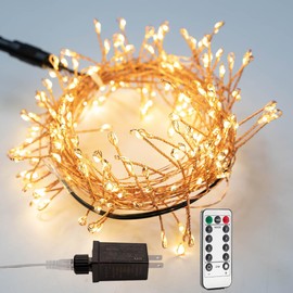 RESNICE Plug in Firecracker Lights 10FT Warm White Copper Wire Indoor Cluster Fairy Lights with Remote Timer for Bedroom, Living Room, Tree, Garden, Porch, Patio, Backyard, Christmas Tree