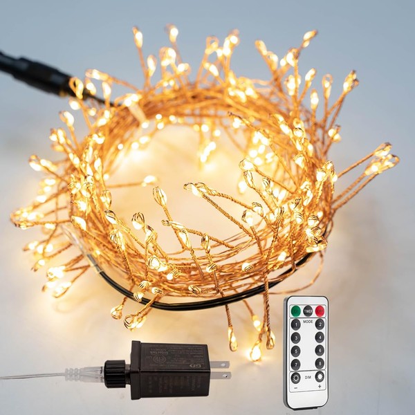 RESNICE Plug in Firecracker Lights 10FT Warm White Copper Wire