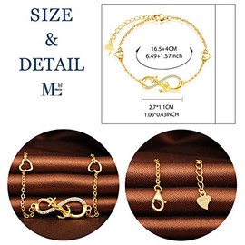 MicLee Women's Simple Bracelet Zirconia 925 Sterling Silver Allergen-Free Anchor Infinity Sign Two Hearts Bangle Bracelet with Gift Bag Super Gift for Mother Girlfriend, Silver Silver Zirconia, Cubic Zirconia