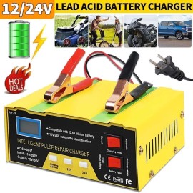 ⭐Car Battery Charger Heavy Duty 12V/24V Smart Automatic Intelligent Pulse Repair
