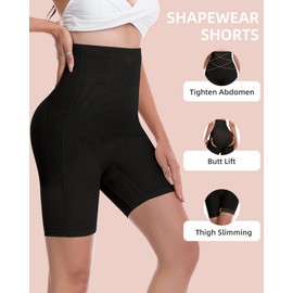 HolaFlors Shapewear Tummy Control Underwear Compression Slip Shorts Waist Trainer For Women High Waisted Butt Lifting Panties Body Shaper Cooling Anti Chafing Under For Dresses (Black, XL)