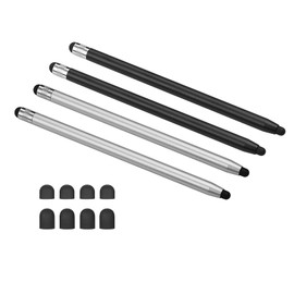 xinyee 2 in 1 Universal Touchscreen Stylus Pen for All Touchscreen Tablets Cell Phones with 8 Extra Replaceable Soft Rubber Tips 4pcs 2Black/2Silver