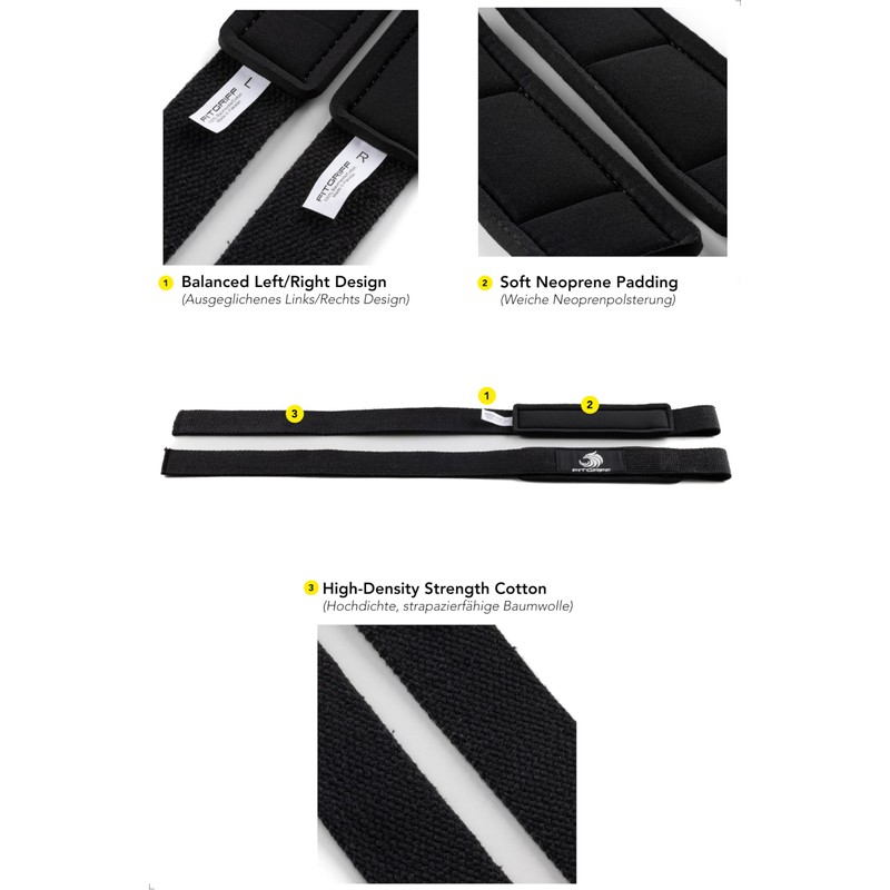 Fitgriff® Wrist Wraps + Lifting Straps Set - for Fitness,
