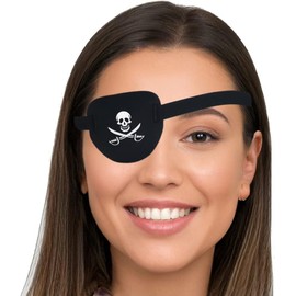 AMZVIO Eye Patches for Adults and Kids,3D Medical Eye Patch for Left and Right Eye,Adjustable 3D eyepatch for lazy eye or after surgery (Black with Pirate)