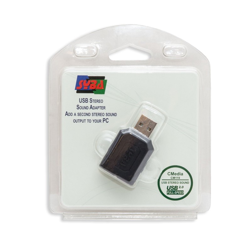 Syba SD-CM-UAUD USB Stereo Audio Adapter, C-Media Chipset, RoHS