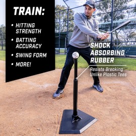 GoSports Jr. Baseball & Softball Batting Tee - Adjustable Rubber Hitting Tee for All Leagues and Skill Levels