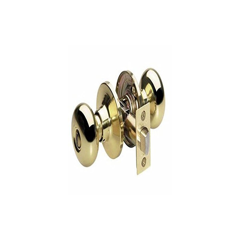 Master Lock BCO0303 Biscuit Door Knob with Lock, Polished Brass