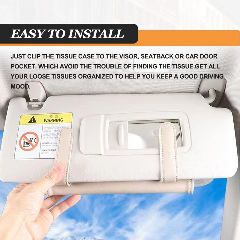 Car Sun Visor Napkin Tissue Holder, Leather Backseat Tissue Holder,