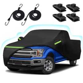 Car Cover for Ford F150 Super Crew Cab 5.5ft Bed, 6 Layers Waterproof All Weather Car Cover with Door Zipper & Cotton Lining for F150 XL/XLT/Lariat/King Ranch/Limited/Platinum/Tremor(5.5ft Bed)