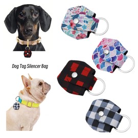The Lord of the Tools 4PCS Dog Tag Silencer with Tag Ring Submersible Cotton Fabric Dog ID Tag Holder Pouches Pet Nameplate Bag Protector for Dogs Cats Pets 6x5.7cm