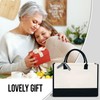OASSIE Classic White & Black Canvas Tote Bag for Women