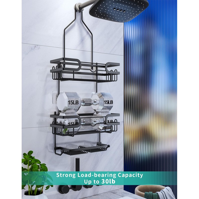 HapiRm Bathroom Hanging Shower Caddy - Rustproof & Waterproof Shower